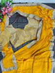 FASHIONABLE CHINON CODING EMBROIDERY SEQUENCE WORK READY TO WEAR SAREE BELT WITH STITCHED BLOUSE PARTY WEAR WHOLESALE PRICE ETHNIC GARMENT (4)