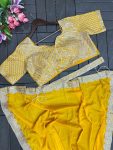 FASHIONABLE CHINON CODING EMBROIDERY SEQUENCE WORK READY TO WEAR SAREE BELT WITH STITCHED BLOUSE PARTY WEAR WHOLESALE PRICE ETHNIC GARMENT (4)