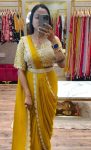 FASHIONABLE CHINON CODING EMBROIDERY SEQUENCE WORK READY TO WEAR SAREE BELT WITH STITCHED BLOUSE PARTY WEAR WHOLESALE PRICE ETHNIC GARMENT (4)
