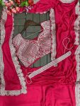 FASHIONABLE CHINON CODING EMBROIDERY SEQUENCE WORK READY TO WEAR SAREE BELT WITH STITCHED BLOUSE PARTY WEAR WHOLESALE PRICE ETHNIC GARMENT (8)