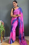 FASHIONABLE CHINON DIGITAL PRINTED READY TO WEAR SAREE WITH UNSTITCHED BLOUSE PINK
