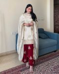 FASHIONABLE CHINON SILK EMBROIDERY SEQUENCE LACE WORK TOP PALAZZO WITH DUPATTA FESTIVE WEAR WHOLESALE PRICE ETHNIC GARMENT (5)