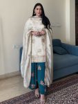 FASHIONABLE CHINON SILK EMBROIDERY SEQUENCE LACE WORK TOP PALAZZO WITH DUPATTA PARTY WEAR WHOLESALE PRICE ETHNIC GARMENT (5)