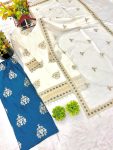 FASHIONABLE CHINON SILK EMBROIDERY SEQUENCE LACE WORK TOP PALAZZO WITH DUPATTA PARTY WEAR WHOLESALE PRICE ETHNIC GARMENT (5)