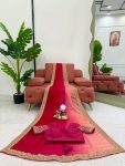 FASHIONABLE CHINON SILK THREAD SEQUENCE LACE WORK SAREE WITH UNSTITCHED BLOUSE PARTY WEAR WHOLESALE PRICE ETHNIC GARMENT (6)