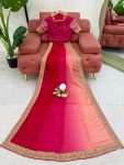 FASHIONABLE CHINON SILK THREAD SEQUENCE LACE WORK SAREE WITH UNSTITCHED BLOUSE PARTY WEAR WHOLESALE PRICE ETHNIC GARMENT (6)