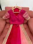 FASHIONABLE CHINON SILK THREAD SEQUENCE LACE WORK SAREE WITH UNSTITCHED BLOUSE PARTY WEAR WHOLESALE PRICE ETHNIC GARMENT (6)