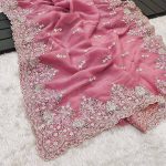FASHIONABLE CRUNCHY EMBROIDERY SEQUENCE THREAD WORK SAREE WITH UNSTITCHED BLOUSE PARTY WEAR WHOLESALE PRICE ETHNIC GARMENT (12)