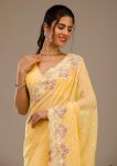 FASHIONABLE CRUNCHY EMBROIDERY SEQUENCE THREAD WORK SAREE WITH UNSTITCHED BLOUSE PARTY WEAR WHOLESALE PRICE ETHNIC GARMENT 1 (4)
