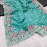 FASHIONABLE CRUNCHY EMBROIDERY SEQUENCE THREAD WORK SAREE WITH UNSTITCHED BLOUSE PARTY WEAR WHOLESALE PRICE ETHNIC GARMENT 2 (2)