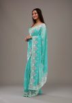 FASHIONABLE CRUNCHY EMBROIDERY SEQUENCE THREAD WORK SAREE WITH UNSTITCHED BLOUSE PARTY WEAR WHOLESALE PRICE ETHNIC GARMENT 2 (2)