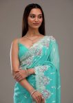 FASHIONABLE CRUNCHY EMBROIDERY SEQUENCE THREAD WORK SAREE WITH UNSTITCHED BLOUSE PARTY WEAR WHOLESALE PRICE ETHNIC GARMENT 2 (2)