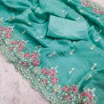 FASHIONABLE CRUNCHY EMBROIDERY SEQUENCE THREAD WORK SAREE WITH UNSTITCHED BLOUSE PARTY WEAR WHOLESALE PRICE ETHNIC GARMENT 2 (2)