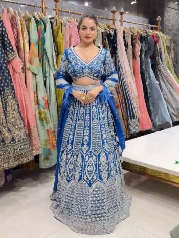 FASHIONABLE GEORGETTE CODING SEQUENCE WORK LEHENGA CHOLI WITH DUPATTA BLUE
