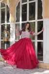 FASHIONABLE GEORGETTE EMBROIDERY BEADS SEQUENCE WORK STITCHED TOP WITH LEHENGA PARTY WEAR WHOLESALE PRICE ETHNIC GARMENT (12)