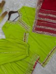 FASHIONABLE GEORGETTE EMBROIDERY SEQUENCE THREAD WORK TOP PALAZZO WITH DUPATTA PARTY WEAR WHOLESALE PRICE ETHNIC GARMENT (4)