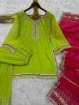 FASHIONABLE GEORGETTE EMBROIDERY SEQUENCE THREAD WORK TOP PALAZZO WITH DUPATTA PARTY WEAR WHOLESALE PRICE ETHNIC GARMENT (4)