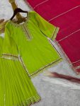 FASHIONABLE GEORGETTE EMBROIDERY SEQUENCE THREAD WORK TOP PALAZZO WITH DUPATTA PARTY WEAR WHOLESALE PRICE ETHNIC GARMENT (4)