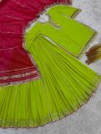 FASHIONABLE GEORGETTE EMBROIDERY SEQUENCE THREAD WORK TOP PALAZZO WITH DUPATTA PARTY WEAR WHOLESALE PRICE ETHNIC GARMENT (4)