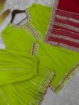 FASHIONABLE GEORGETTE EMBROIDERY SEQUENCE THREAD WORK TOP PALAZZO WITH DUPATTA PARTY WEAR WHOLESALE PRICE ETHNIC GARMENT (4)