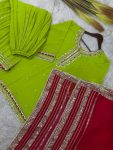 FASHIONABLE GEORGETTE EMBROIDERY SEQUENCE THREAD WORK TOP PALAZZO WITH DUPATTA PARTY WEAR WHOLESALE PRICE ETHNIC GARMENT (4)