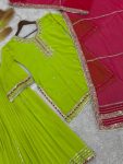 FASHIONABLE GEORGETTE EMBROIDERY SEQUENCE THREAD WORK TOP PALAZZO WITH DUPATTA PARTY WEAR WHOLESALE PRICE ETHNIC GARMENT (4)