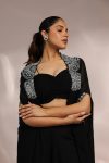 FASHIONABLE GEORGETTE EMBROIDERY WORK BLOUSE FLAIRED BOTTOM WITH SHRUG PARTY WEAR WHOLESALE PRICE ETHNIC GARMENT (3)