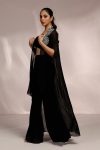 FASHIONABLE GEORGETTE EMBROIDERY WORK BLOUSE FLAIRED BOTTOM WITH SHRUG PARTY WEAR WHOLESALE PRICE ETHNIC GARMENT (3)
