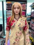 FASHIONABLE GEORGETTE EMBROIDERY WORK SAREE WITH UNSTITCHED BLOUSE PARTY WEAR WHOLESALE PRICE ETHNIC GARMENT (1)
