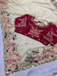 FASHIONABLE GEORGETTE EMBROIDERY WORK SAREE WITH UNSTITCHED BLOUSE PARTY WEAR WHOLESALE PRICE ETHNIC GARMENT (1)