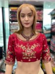 FASHIONABLE GEORGETTE EMBROIDERY WORK SAREE WITH UNSTITCHED BLOUSE PARTY WEAR WHOLESALE PRICE ETHNIC GARMENT (1)