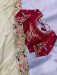 FASHIONABLE GEORGETTE EMBROIDERY WORK SAREE WITH UNSTITCHED BLOUSE PARTY WEAR WHOLESALE PRICE ETHNIC GARMENT (1)