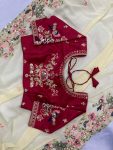 FASHIONABLE GEORGETTE EMBROIDERY WORK SAREE WITH UNSTITCHED BLOUSE PARTY WEAR WHOLESALE PRICE ETHNIC GARMENT (1)
