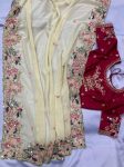 FASHIONABLE GEORGETTE EMBROIDERY WORK SAREE WITH UNSTITCHED BLOUSE PARTY WEAR WHOLESALE PRICE ETHNIC GARMENT (1)