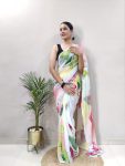 FASHIONABLE GEORGETTE PRINTED SEQUENCE CUT WORK BORDER SAREE WITH UNSTITCHED BLOUSE PARTY WEAR WHOLESALE PRICE ETHNIC GARMENT (1)