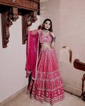 FASHIONABLE HEAVY SLUB THREAD & PAPER MIRROR WORK LEHENGA CHOLI WITH DUPATTA PARTY WEAR WHOLESALE PRICE ETHNIC GARMENT (6)
