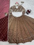 FASHIONABLE JIMMY CHOO THREAD SEQUENCE WORK LEHENGA CHOLI WITH DUPATTA PARTY WEAR WHOLESALE PRICE ETHNIC GARMENT (3)