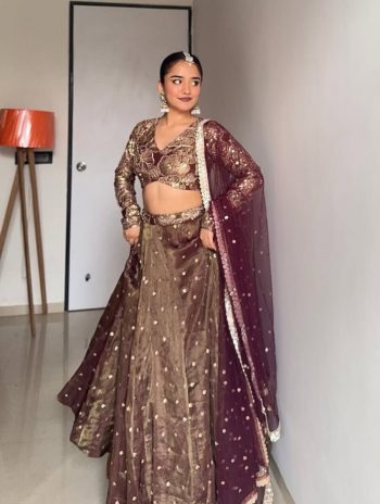 FASHIONABLE JIMMY CHOO THREAD SEQUENCE WORK LEHENGA CHOLI WITH DUPATTA