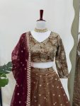 FASHIONABLE JIMMY CHOO THREAD SEQUENCE WORK LEHENGA CHOLI WITH DUPATTA PARTY WEAR WHOLESALE PRICE ETHNIC GARMENT (3)