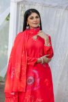 FASHIONABLE MUSLIN FLORAL PRINTED HAND WORK TOP BOTTOM WITH DUPATTA PARTY WEAR WHOLESALE PRICE ETHNIC GARMENT (3)
