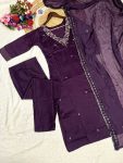 FASHIONABLE ROMAN SILK SEQUENCE EMBROIDERY WORK TOP BOTTOM WITH DUPATTA PARTY WEAR WHOLESALE PRICE ETHNIC GARMENT (6)