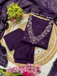 FASHIONABLE ROMAN SILK SEQUENCE EMBROIDERY WORK TOP BOTTOM WITH DUPATTA PARTY WEAR WHOLESALE PRICE ETHNIC GARMENT (6)