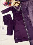 FASHIONABLE ROMAN SILK SEQUENCE EMBROIDERY WORK TOP BOTTOM WITH DUPATTA PARTY WEAR WHOLESALE PRICE ETHNIC GARMENT (6)