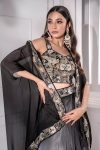 FASHIONABLE SATIN EMBROIDERY SEQUENCE BLOUSE DHOTI WITH SHRUG PARTY WEAR WHOLESALE PRICE ETHNIC GARMENT (1)