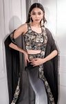 FASHIONABLE SATIN EMBROIDERY SEQUENCE BLOUSE DHOTI WITH SHRUG PARTY WEAR WHOLESALE PRICE ETHNIC GARMENT (1)