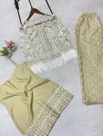FASHIONABLE SATIN SILK TOP WITH NET SEQUENCE EMBROIDERY WORK PALAZZO AND KOTI PARTY WEAR WHOLESALE PRICE ETHNIC GARMENT (5)