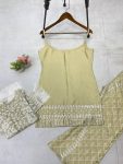 FASHIONABLE SATIN SILK TOP WITH NET SEQUENCE EMBROIDERY WORK PALAZZO AND KOTI PARTY WEAR WHOLESALE PRICE ETHNIC GARMENT (5)