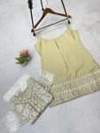 FASHIONABLE SATIN SILK TOP WITH NET SEQUENCE EMBROIDERY WORK PALAZZO AND KOTI PARTY WEAR WHOLESALE PRICE ETHNIC GARMENT (5)