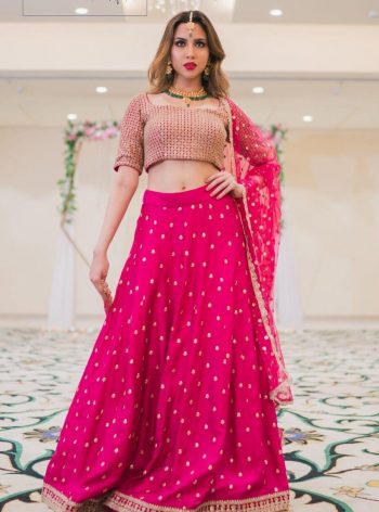 FASHIONABLE TAPETA SILK SEQUENCE ZARI WORK LEHENGA CHOLI WITH DUPATTA RANI