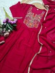 FASHIONABLE VICHITRA SILK EMBROIDERY SEQUENCE WORK TOP BOTTOM WITH DUPATTA PARTY WEAR WHOLESALE PRICE ETHNIC GARMENT (4)